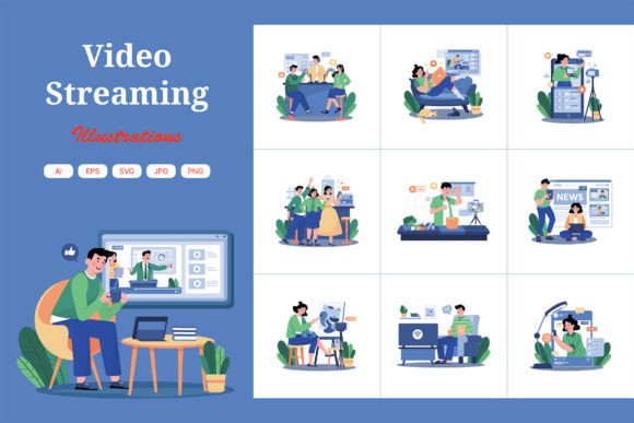 Download M698_Video Streaming Illustration Pack 2 - Streaming Collection