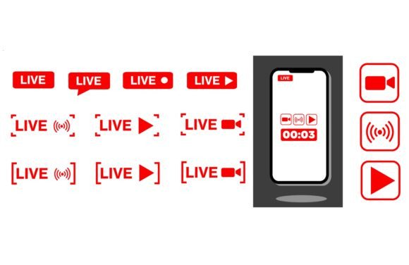 Download Set of Live Streaming Icons - Streaming Collection