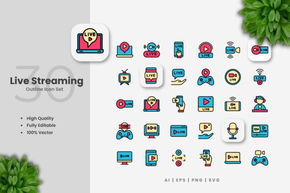 Download Live Streaming Colored Icons - Streaming Collection