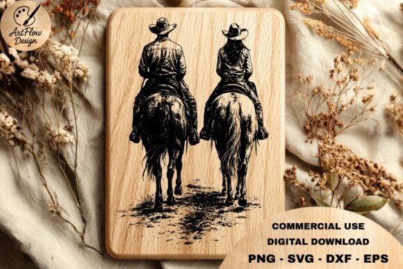 Download Cowboy Couple Horse Riding SVG - Couple Collection