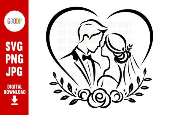Download Wedding Couple Heart Floral SVG - Premium Resources
