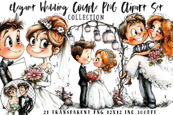 Download Elegant Wedding Couple PNG Clipart Set - Wedding Collection
