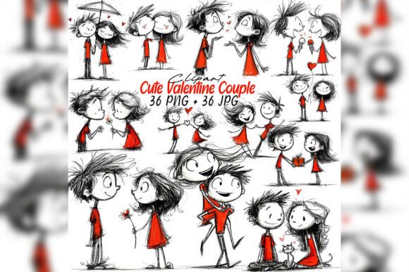 Download Whimsical Valentine Couple Clipart Love - Couple Collection
